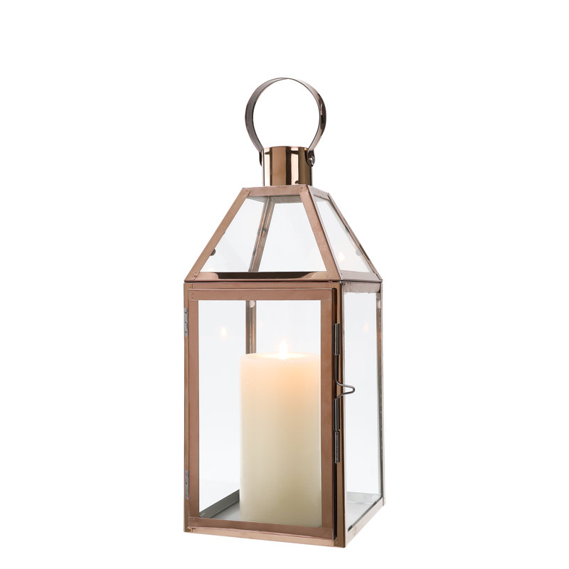 Mercer41 Rose Gold Decorative Lanterns 16 Inch High Stainless Steel